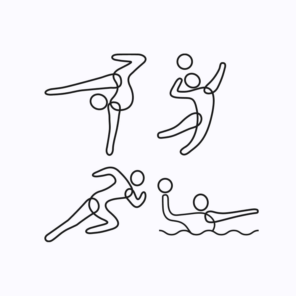 Some overlapping outlined shapes in the resembalence of olympic pictographs