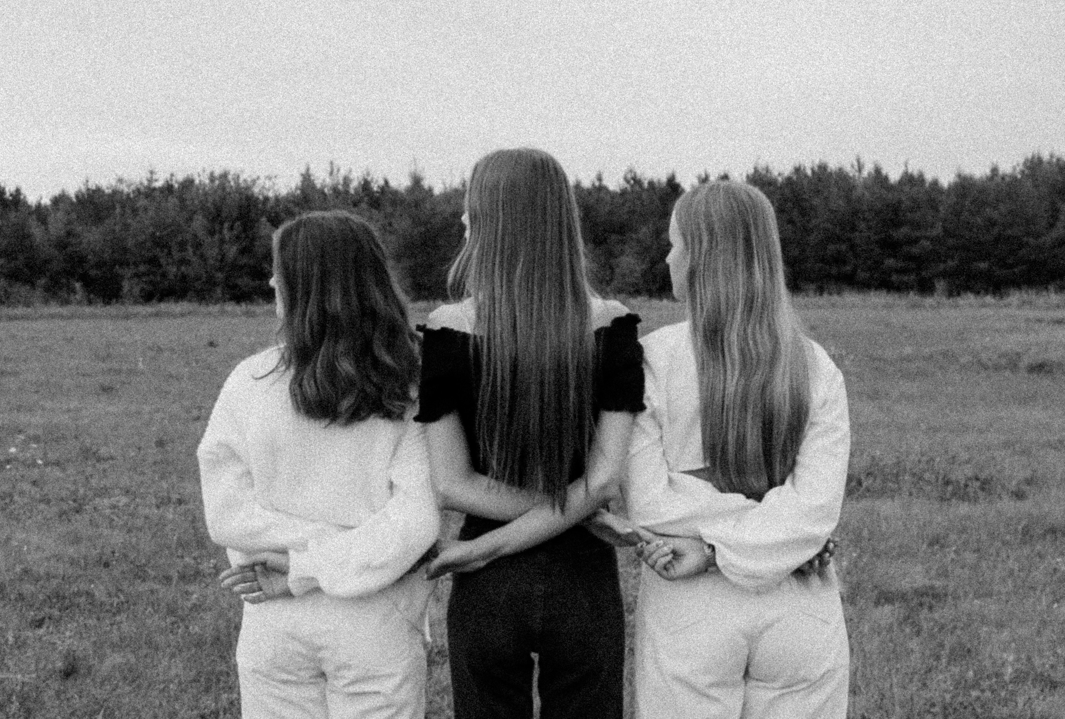 Black and White Photo of Three Women